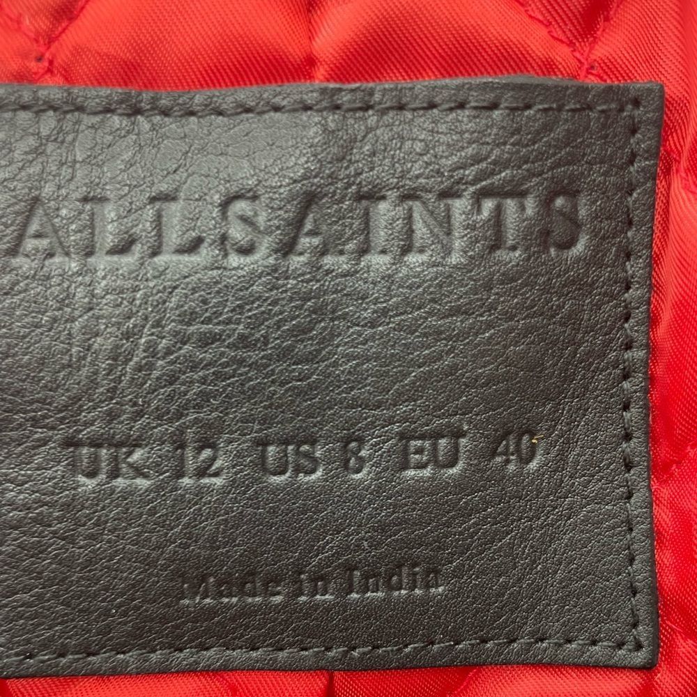 Women’s Black Leather Moto Jacket with Red Lining - Picture 4 of 5